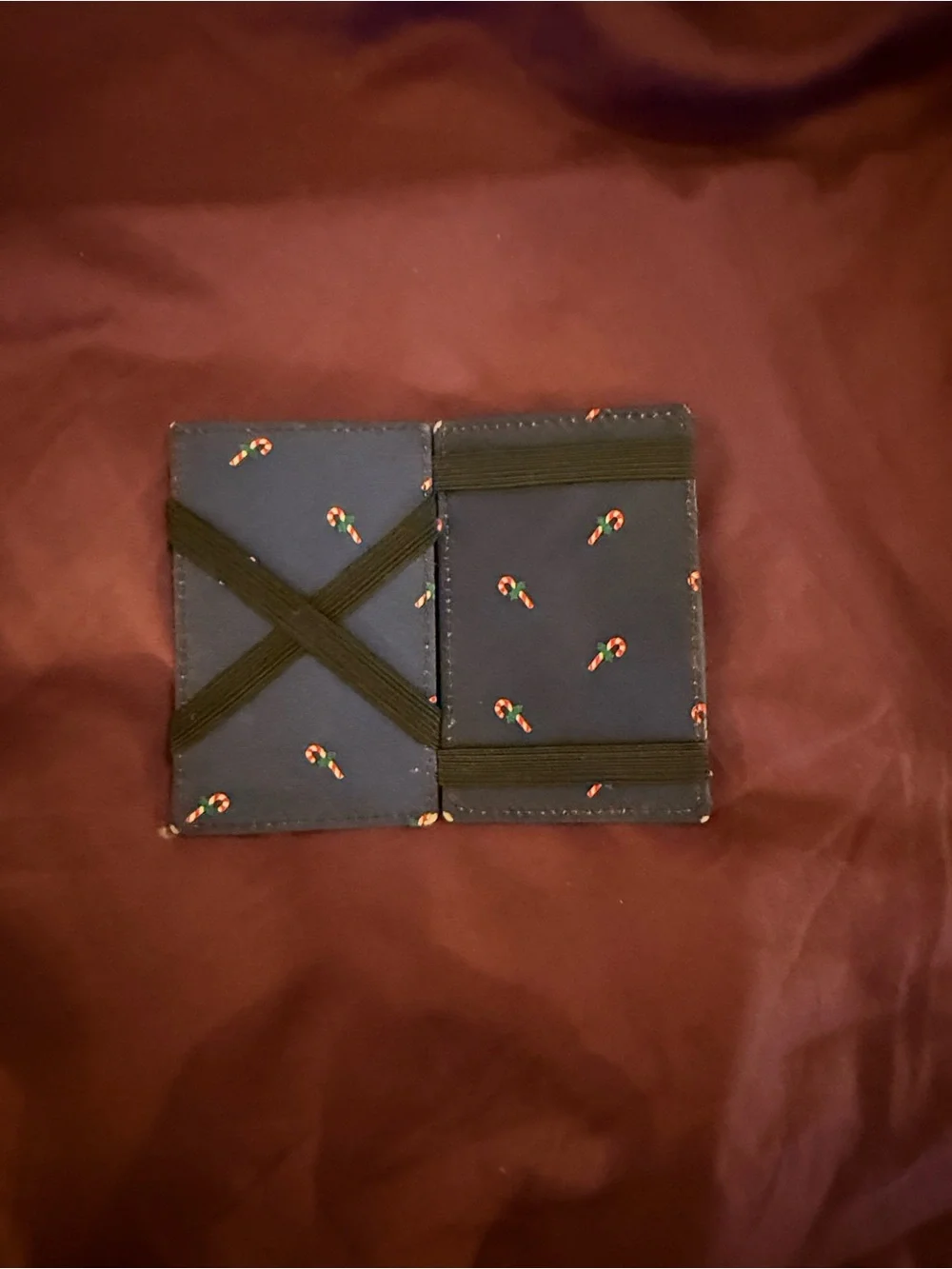 J.Crew Navy Candy Cane Magic Wallet Card Holder Holiday